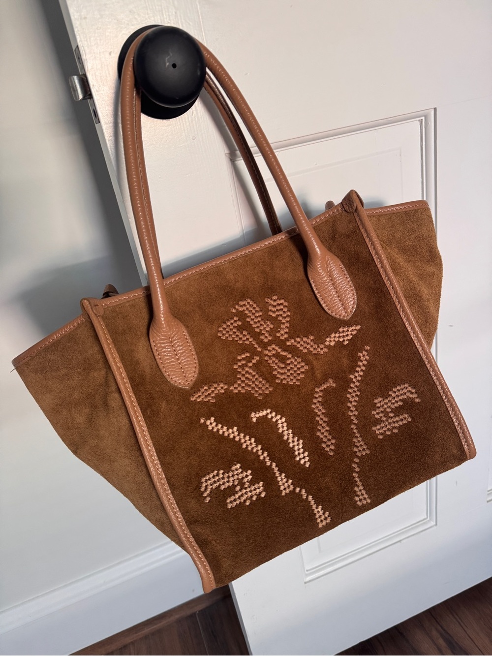 Divina Firenze Brown Suede Tote with Leather Trim - Classic Everyday Carry